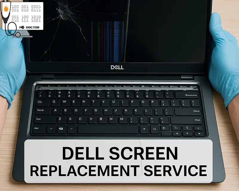 Dell laptop with cracked screen being replaced