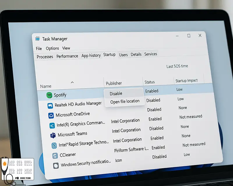User disabling startup apps to speed up a laptop without hardware upgrade