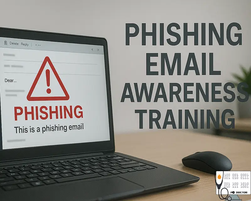 Office worker undergoing phishing awareness training